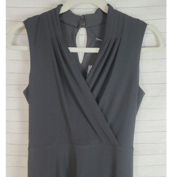 WHITE HOUSE BLACK MARKET SLEEVELESS V NECK MAXI DRESS IN BLACK, SZ 0 - Picture 2 of 15